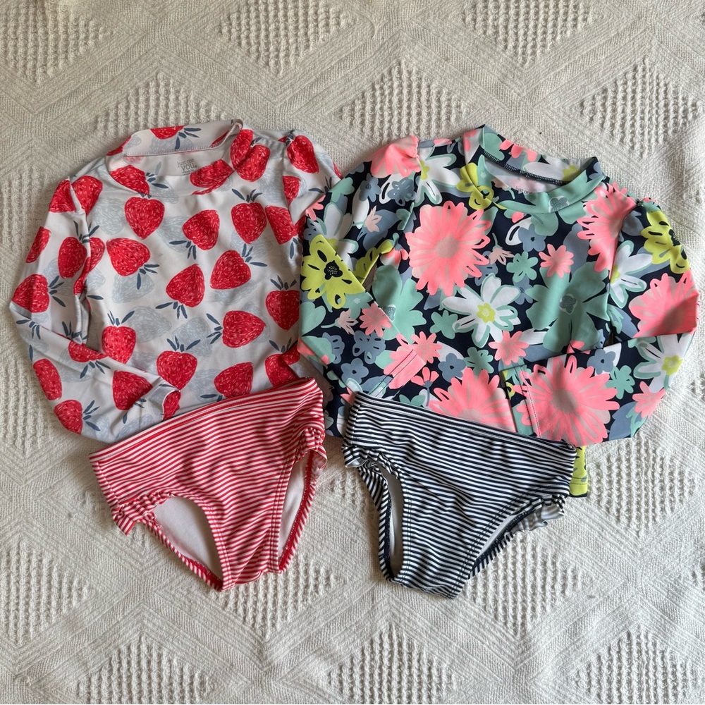 Carter's Bundle of 2 Rashguard Toddler Girl Swim Set 2T